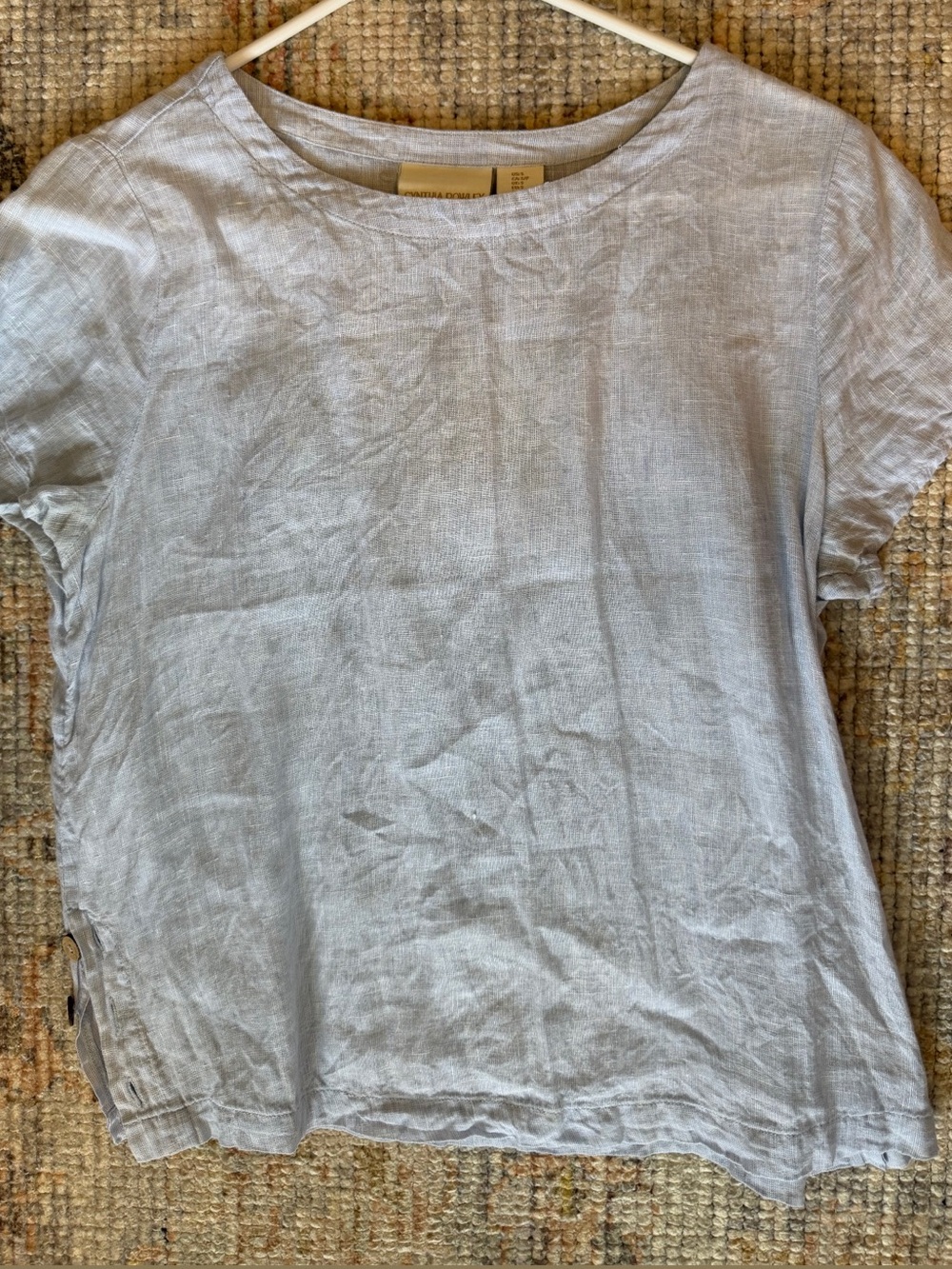 Cynthia Rowley Light Blue Short-Sleeve Linen Tee